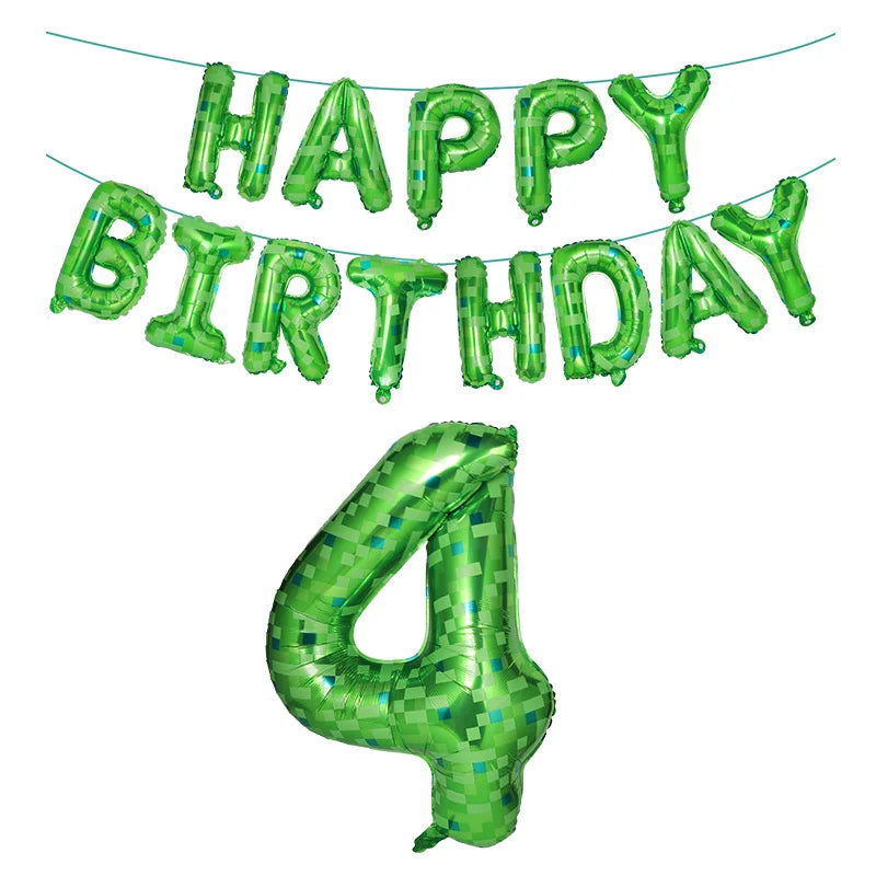Ballons Happy Birthday Chiffre Vert Brillant