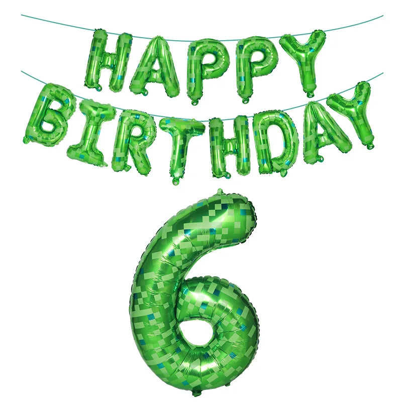 Ballons Happy Birthday Chiffre Vert Grand