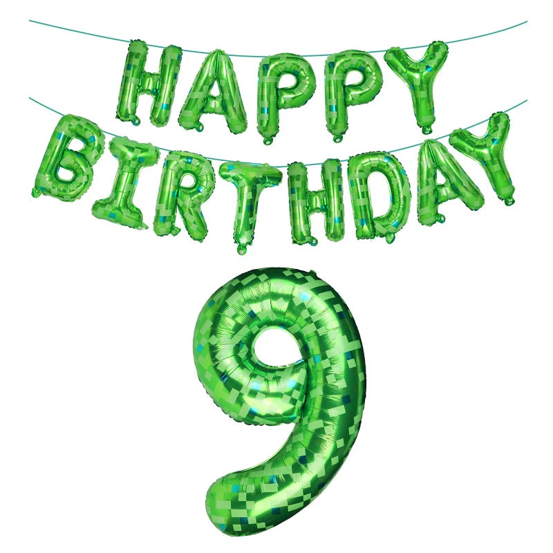 Ballons Happy Birthday Chiffre Vert Mignon