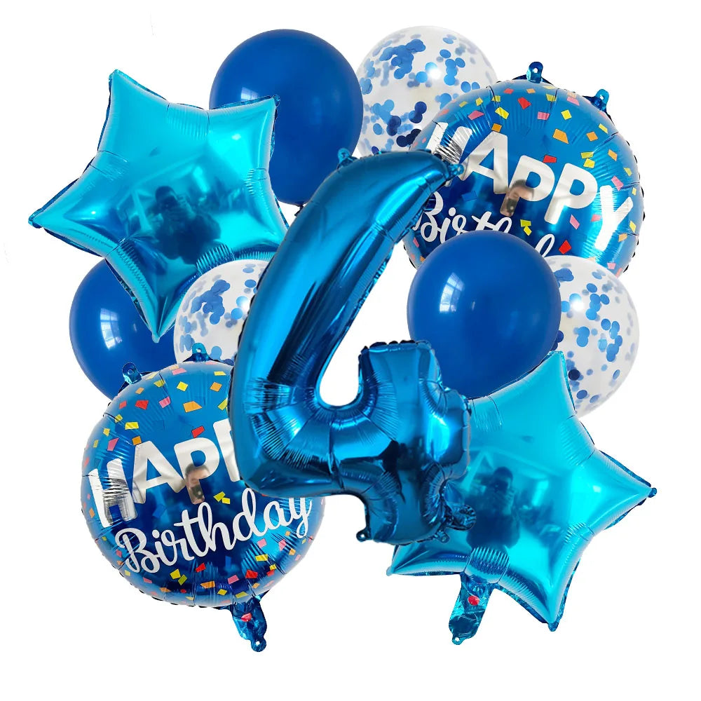 Ballons Happy Birthday Chiffres Bleus 