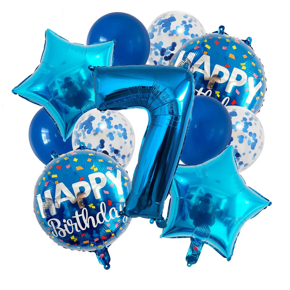 Ballons Happy Birthday Chiffres Bleus 7