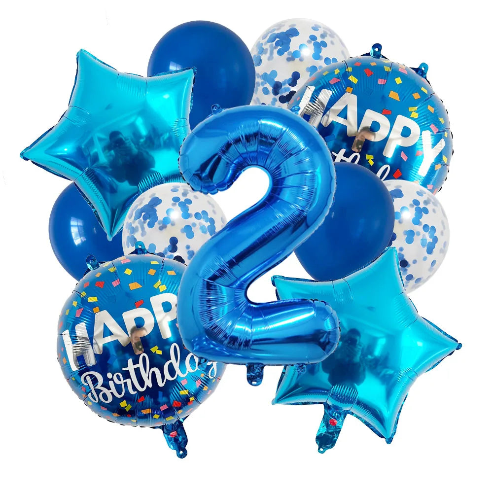 Ballons Happy Birthday Chiffres Bleus Robuste