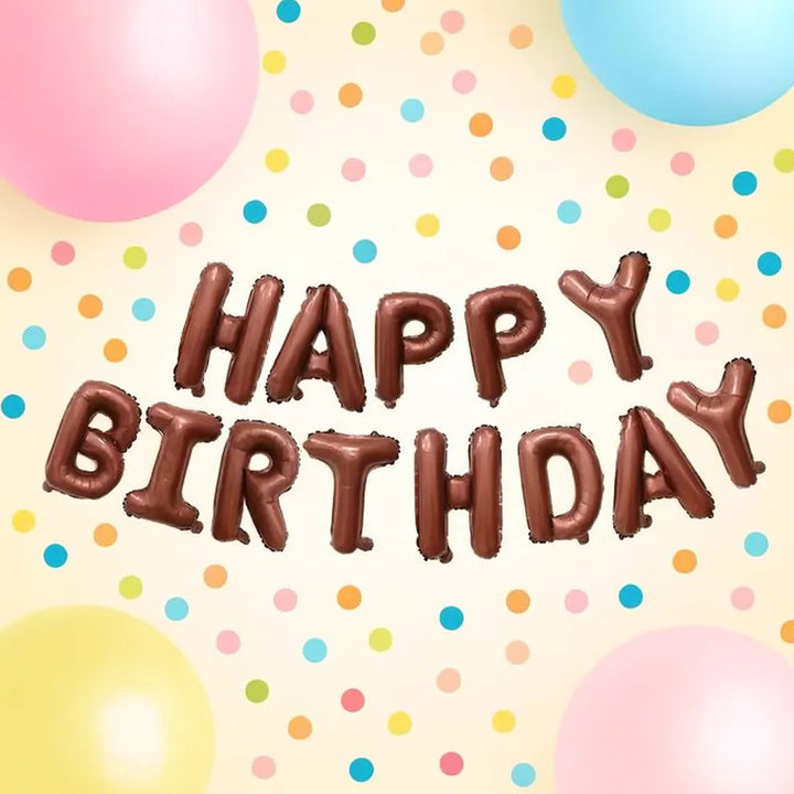 Ballons Happy Birthday Marrons 1