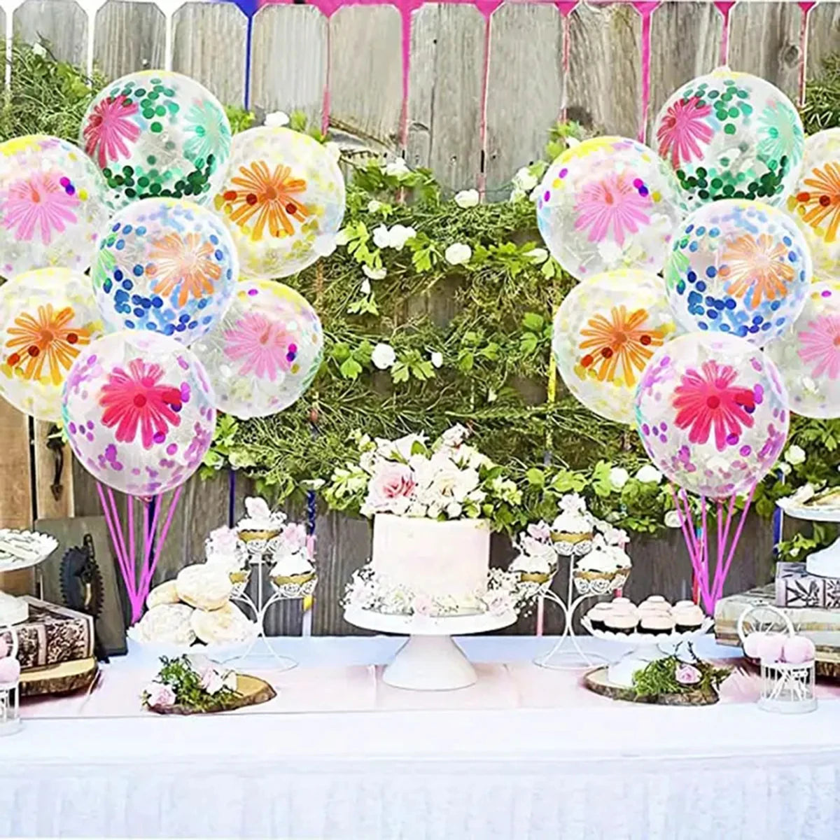 Ballons Transparents Fleuris à Confettis Uniques