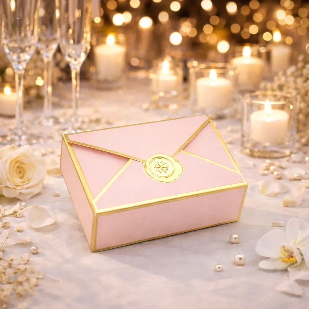 Boîte à Dragées Mariage Rose et Doré