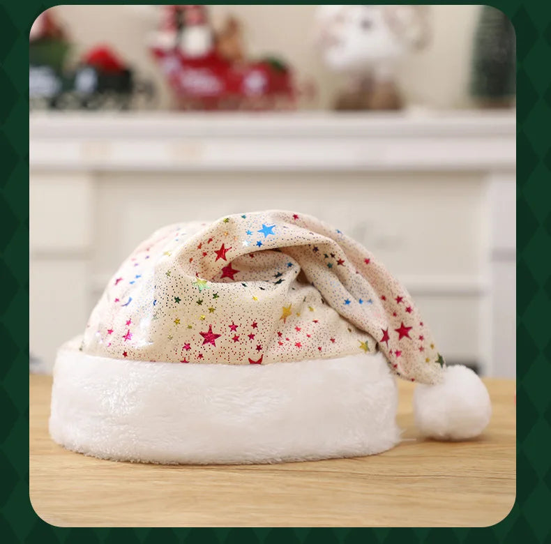 Bonnet de Noël Beige à Etoiles