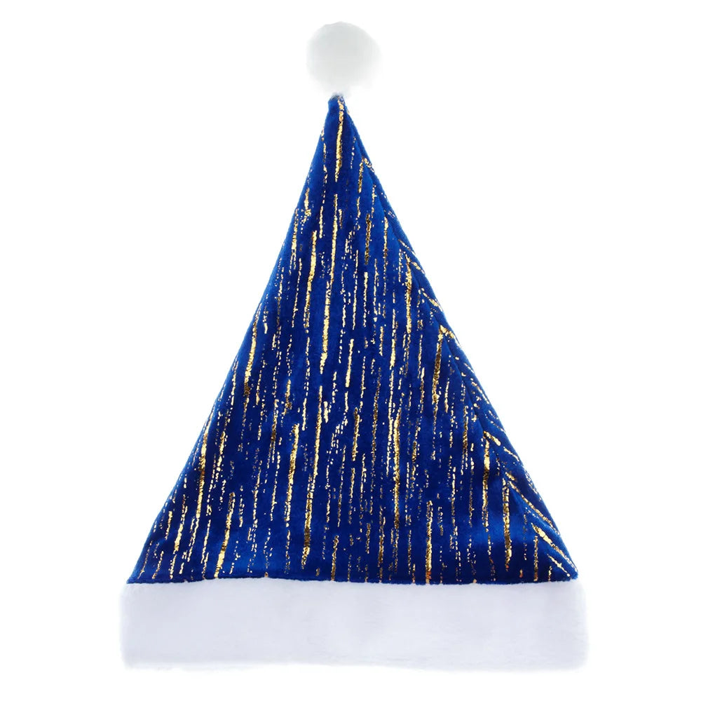 Bonnet de Noël Bleu à Motifs Dorés Couleur