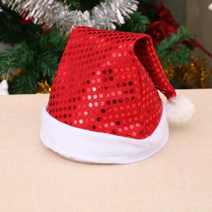 Bonnet de Noël Rouge à Paillettes Stylé