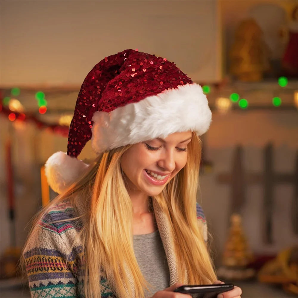 Bonnet de Noël Rouge à Strass sympa