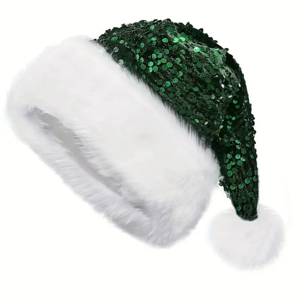 Bonnet de Noël Vert à Strass stylé