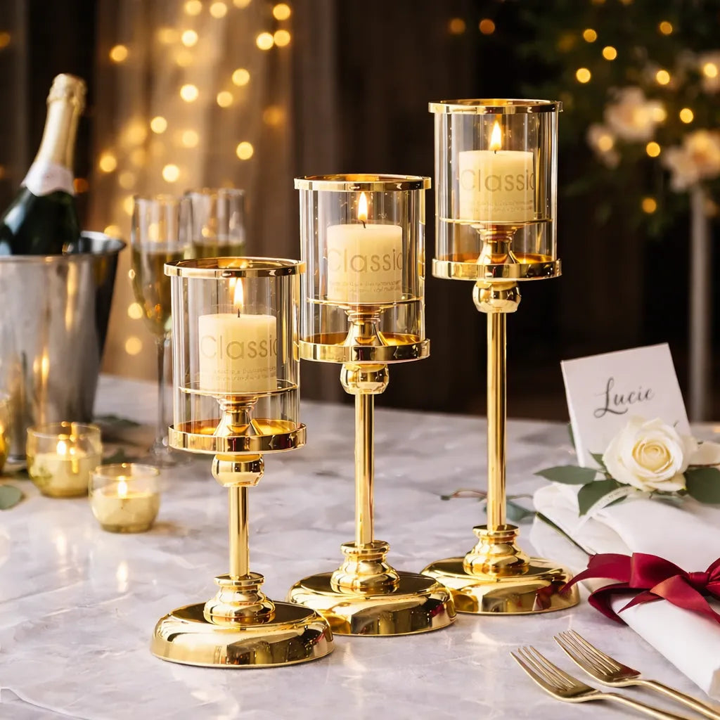 Bougeoir Doré Mariage