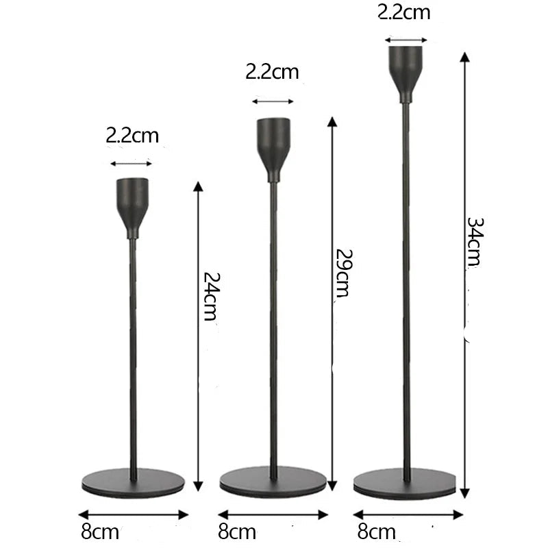 Bougeoirs Noirs Epurés Mariage Dimensions