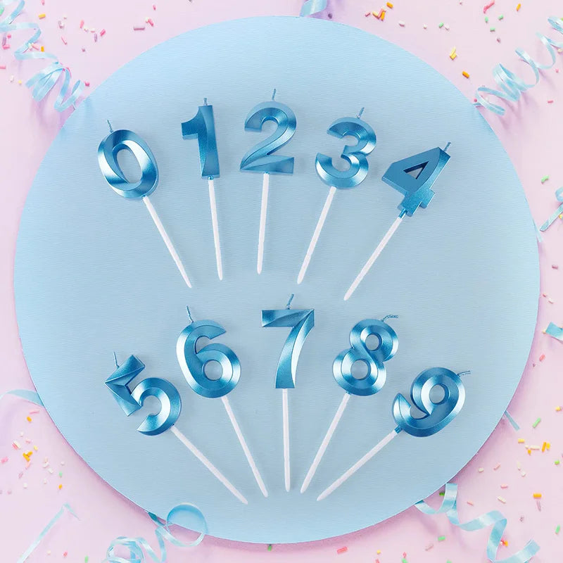 Bougie Anniversaire 3D Bleue Chiffre Légère