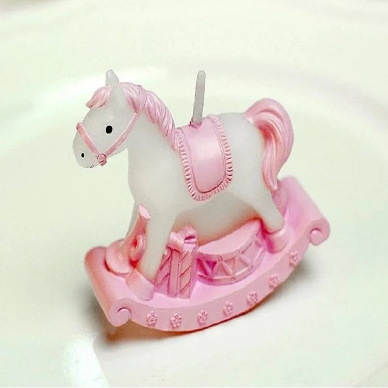 Bougie Anniversaire Cheval Rose en Cire 