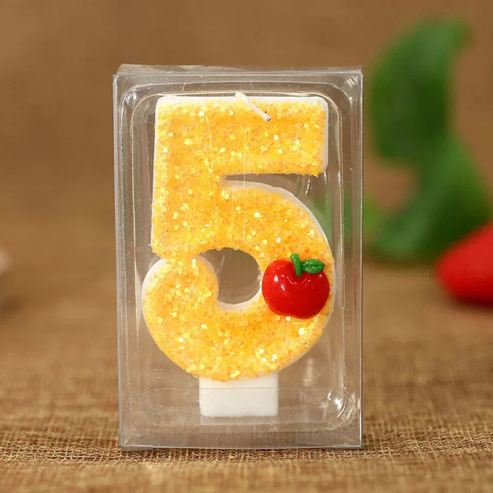 Bougie Anniversaire Chiffre Pomme Rouge en Cire 