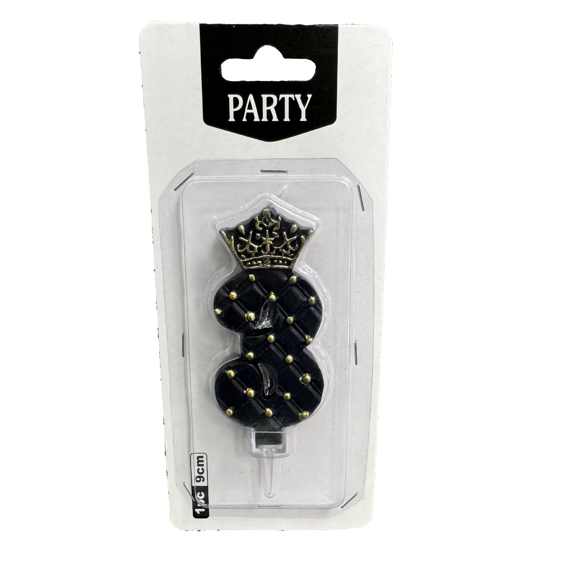 Bougie Anniversaire Noire Elégante à Couronne Trois
