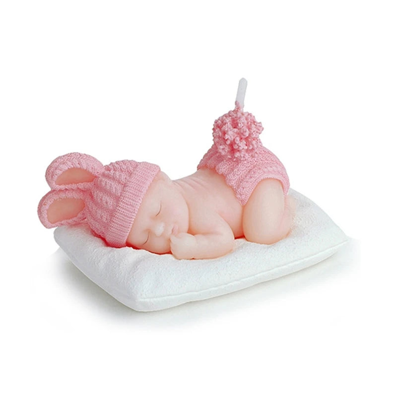 Bougie Baby Shower Rose Légère 