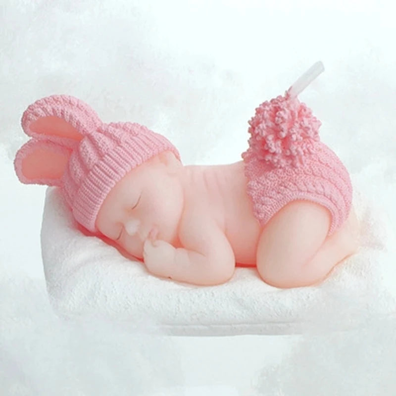 Bougie Baby Shower Rose élégante 