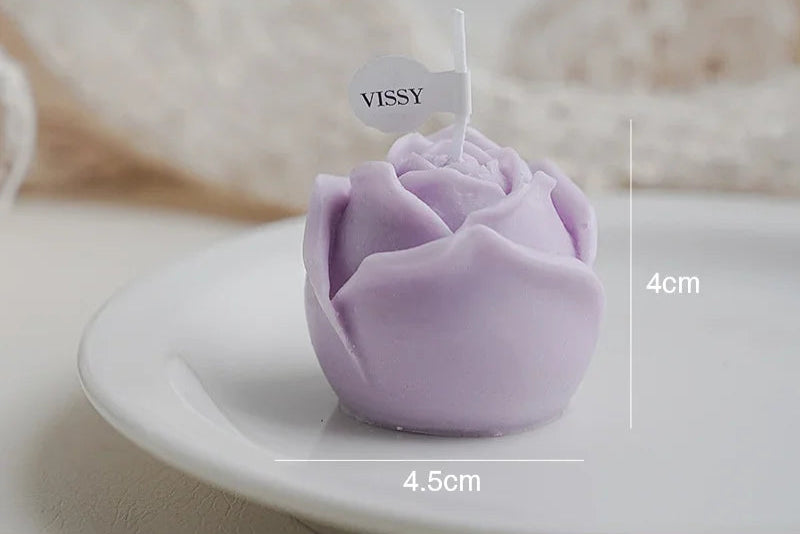 Bougie Fleur de Rose Violette Unique