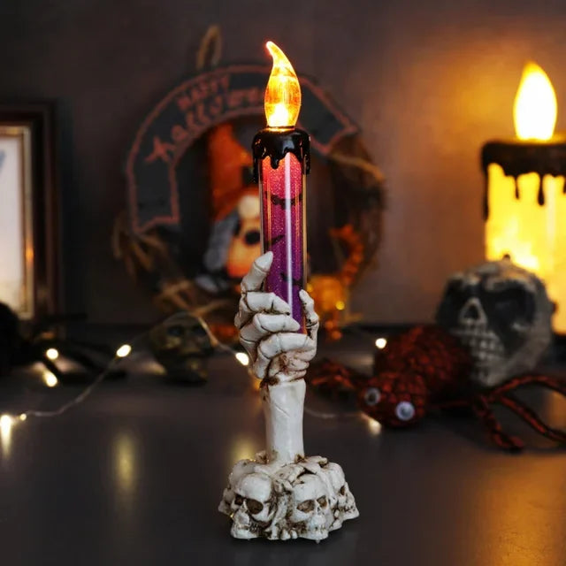 Bougie LED Main Squelette Violette