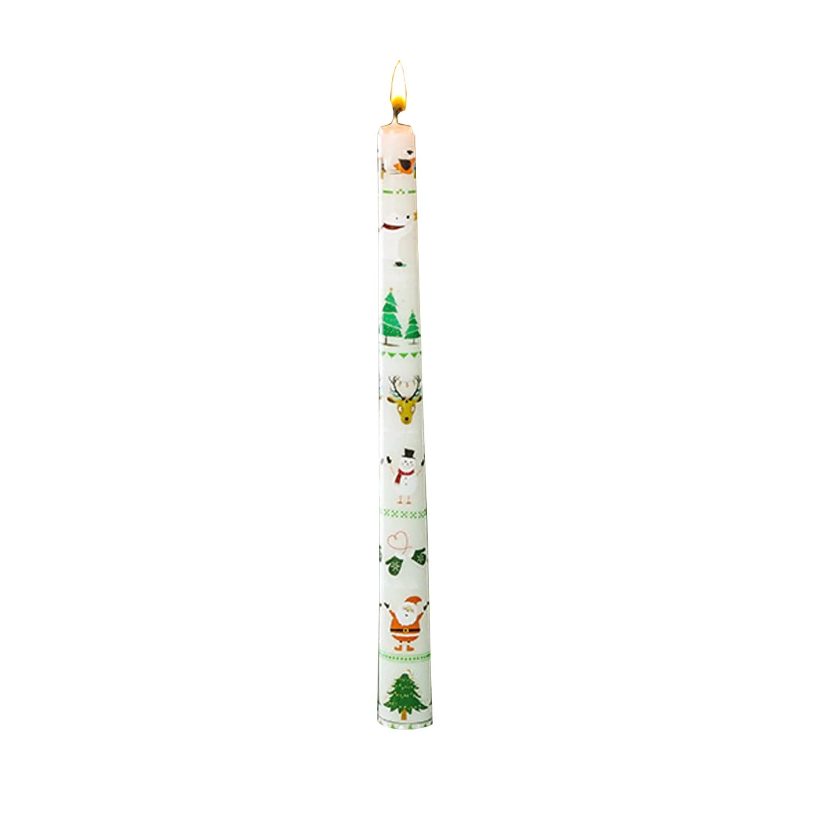 Bougie Longue Blanche à Motifs Noël stylé