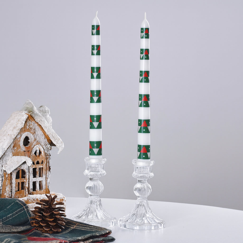 Bougie Longue Blanche et Verte Noël