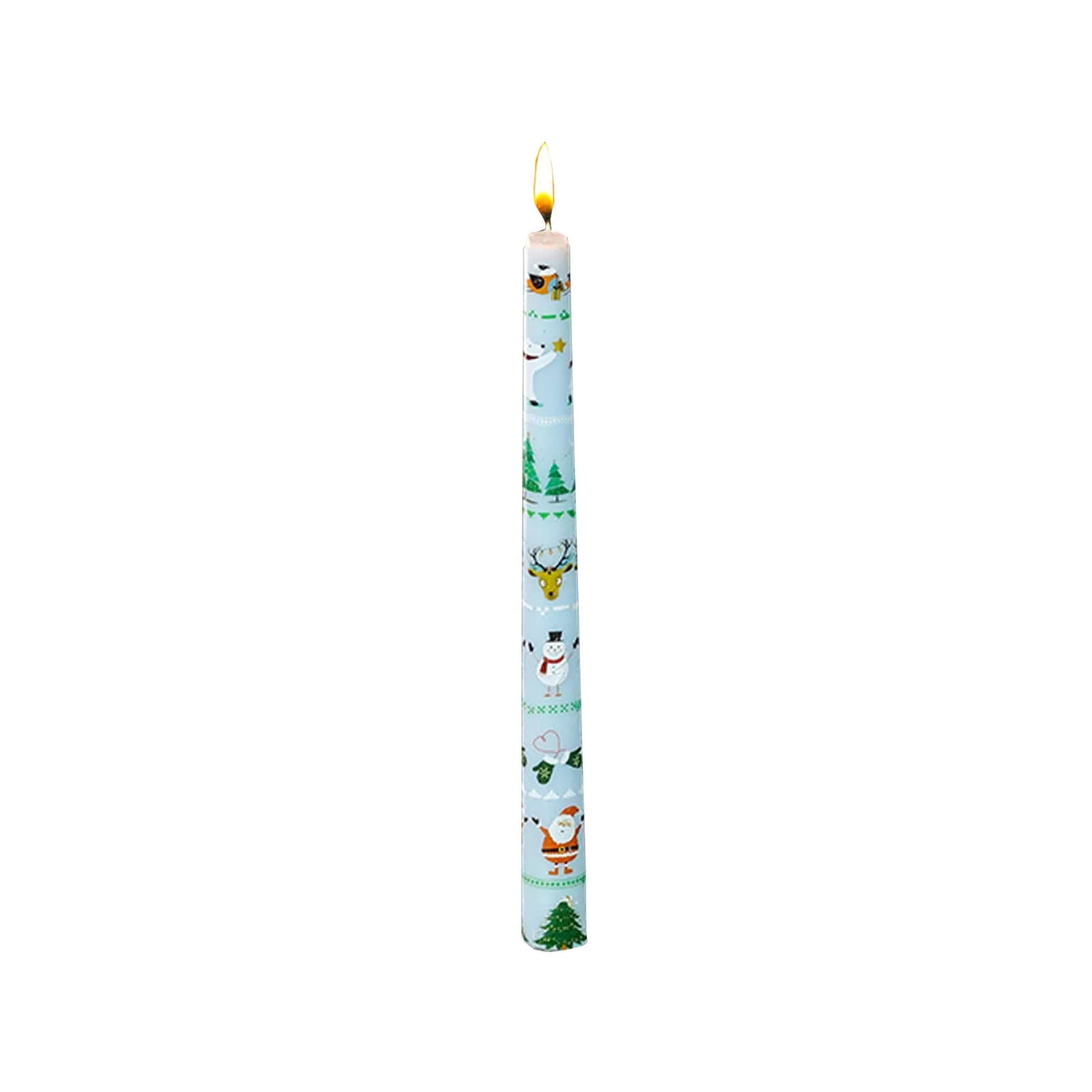 Bougie Longue Bleu Ciel à Motifs Noël stylé