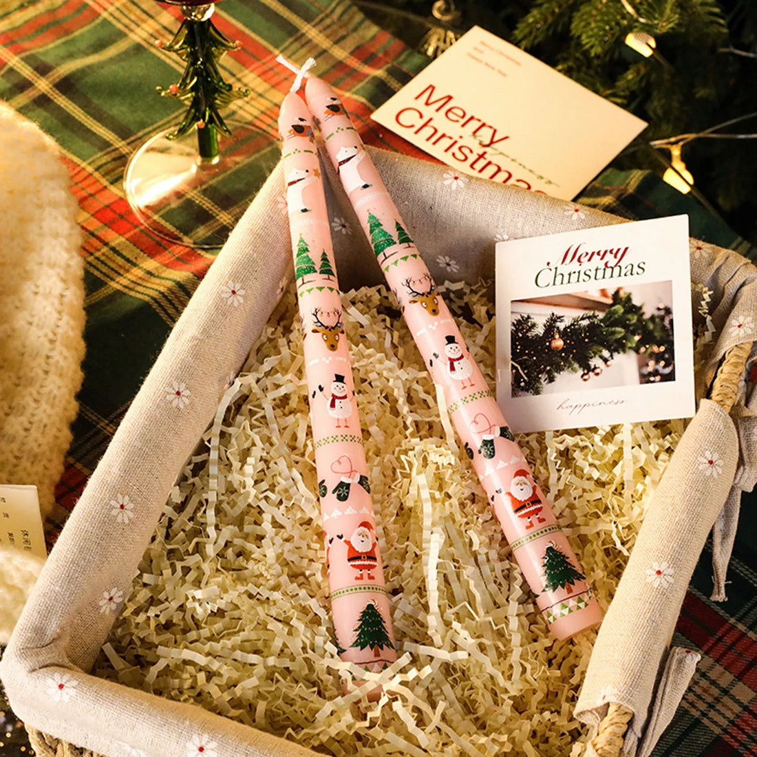 Bougie Longue Rose de Noël