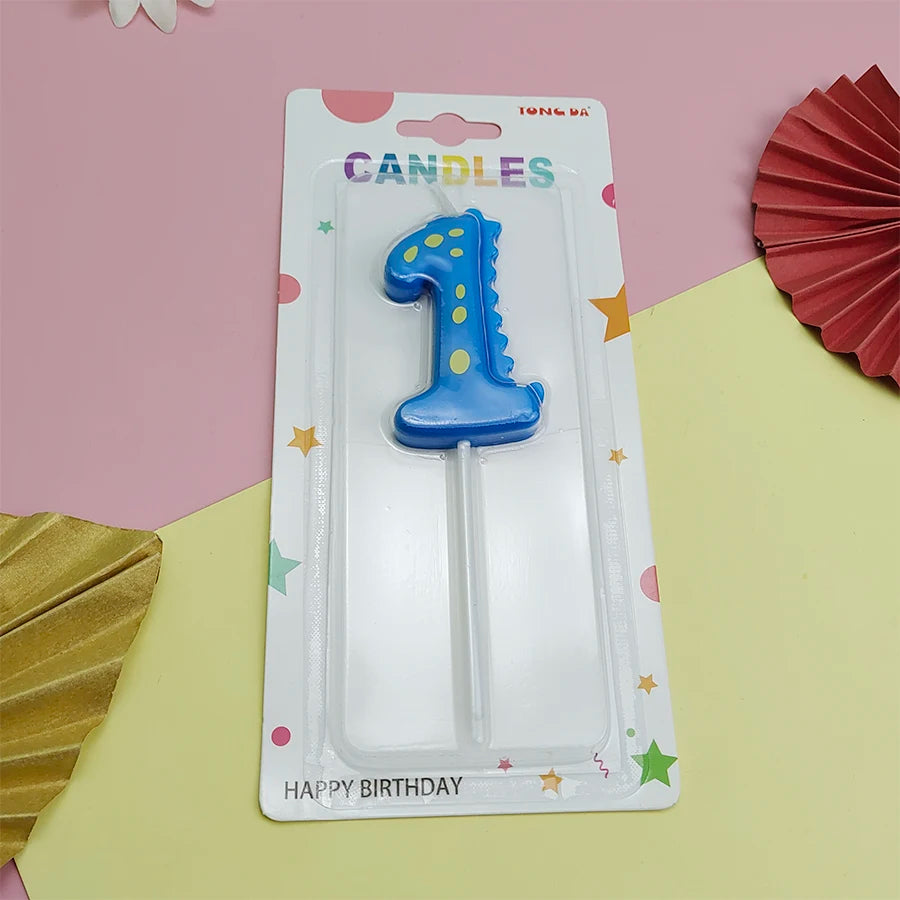 Bougie Numérique Dinosaure Bleu