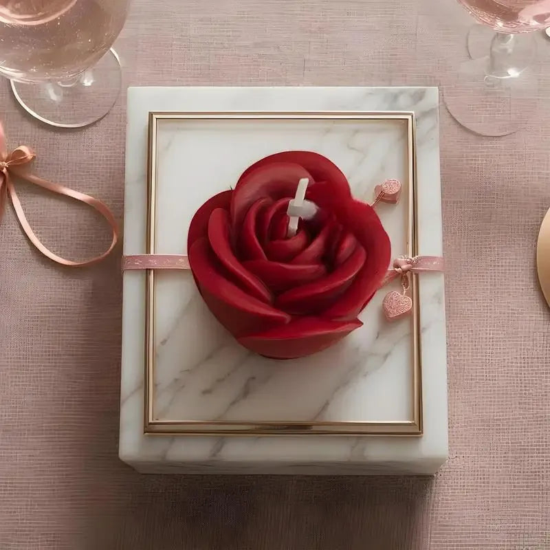 Bougie Rose Rouge Elégante Saint-Valentin cosy