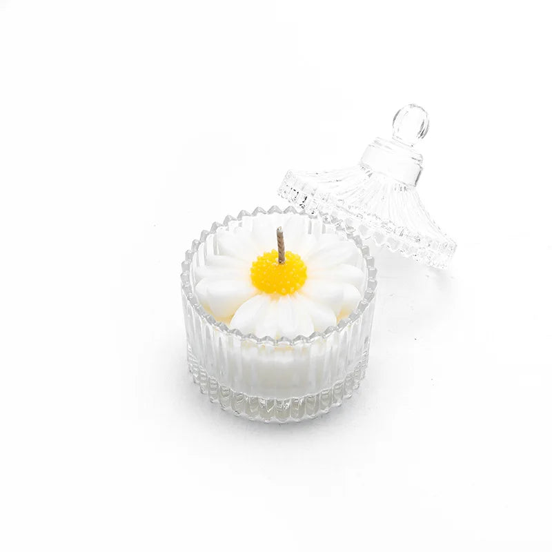 Bougies Marguerite en Verre Design