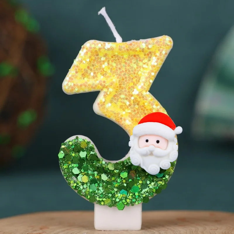 Bougies Numériques Motif Noël chiffre 3