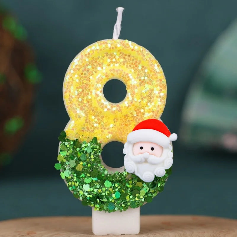 Bougies Numériques Motif Noël chiffre 8