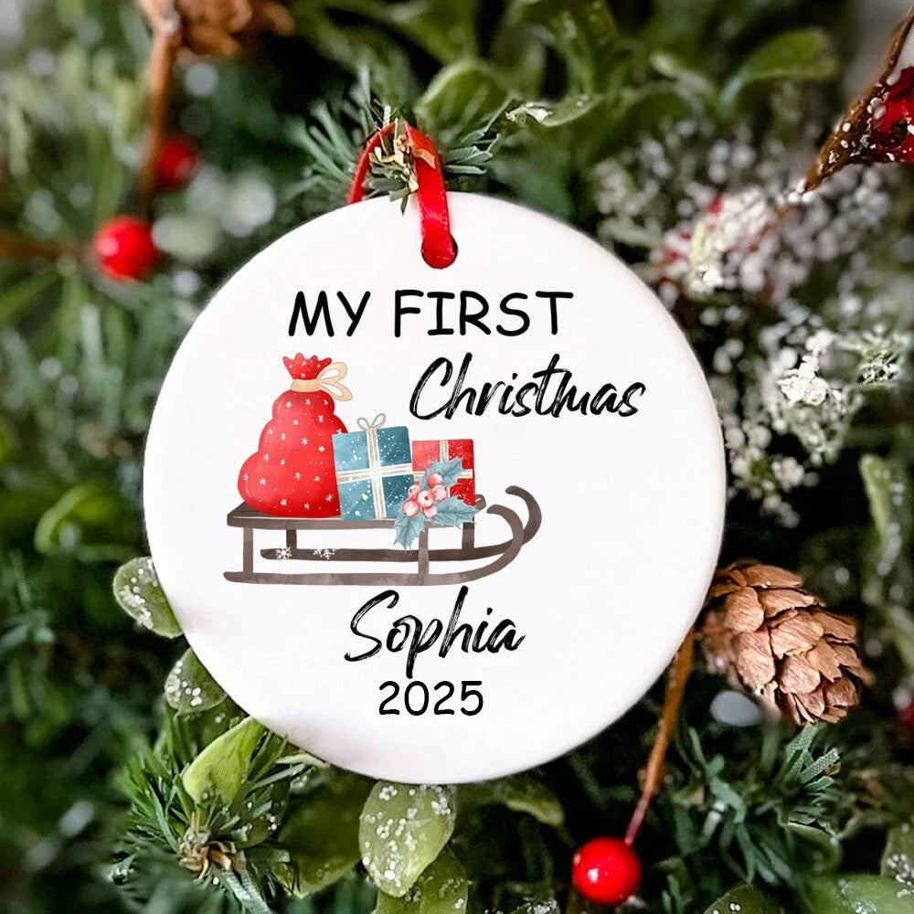 Boule Noël Personnalisée en Céramique de qualité pour bébé