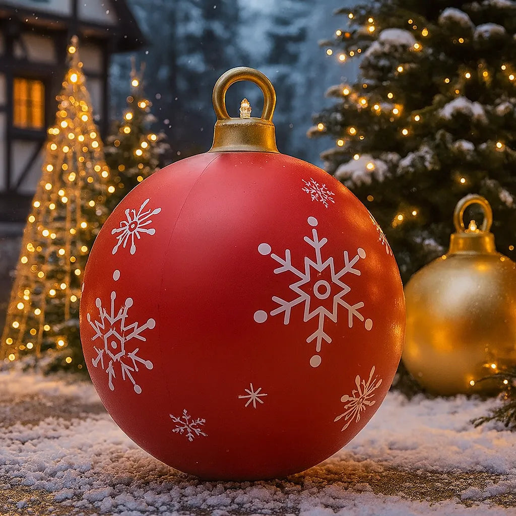 Boule de Noël Rouge Flocons chic