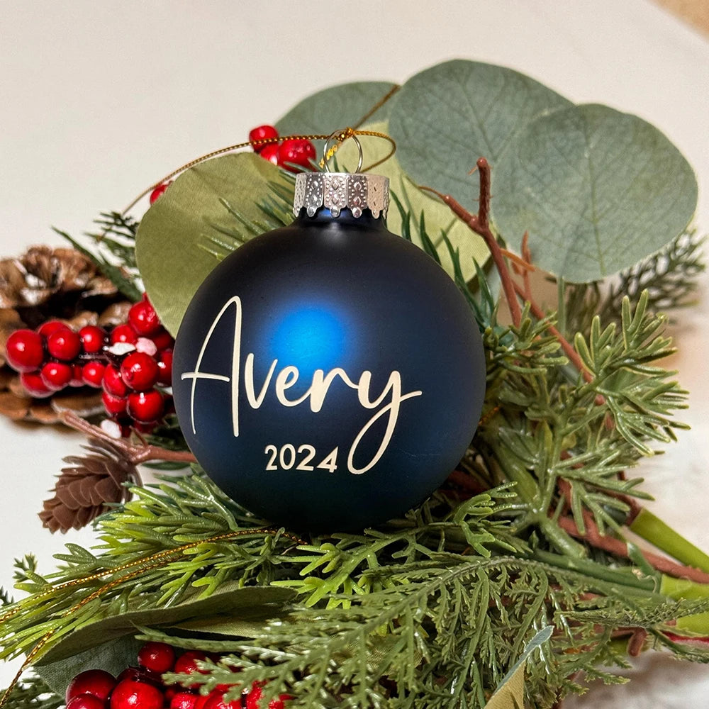 Boule de Sapin Bleue Personnalisée