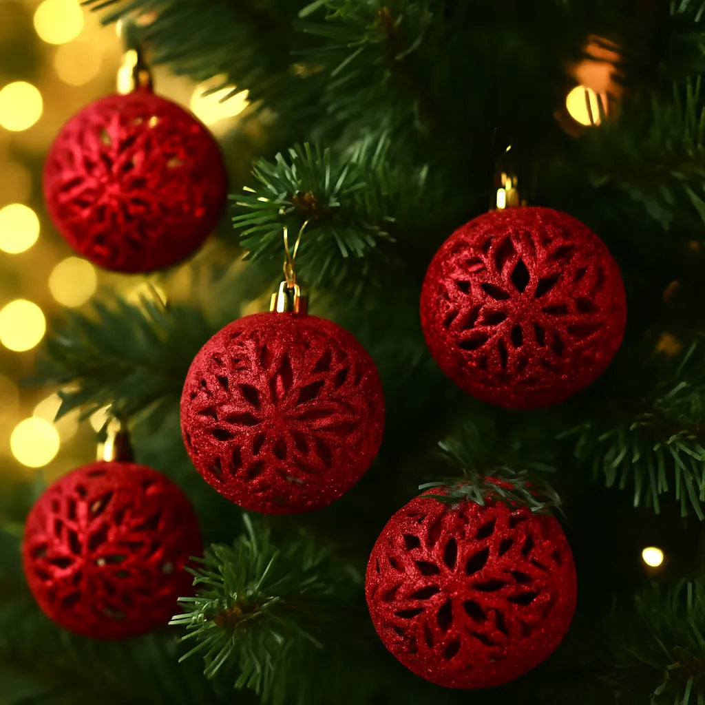 Boules de Noël Rouges Ajourées