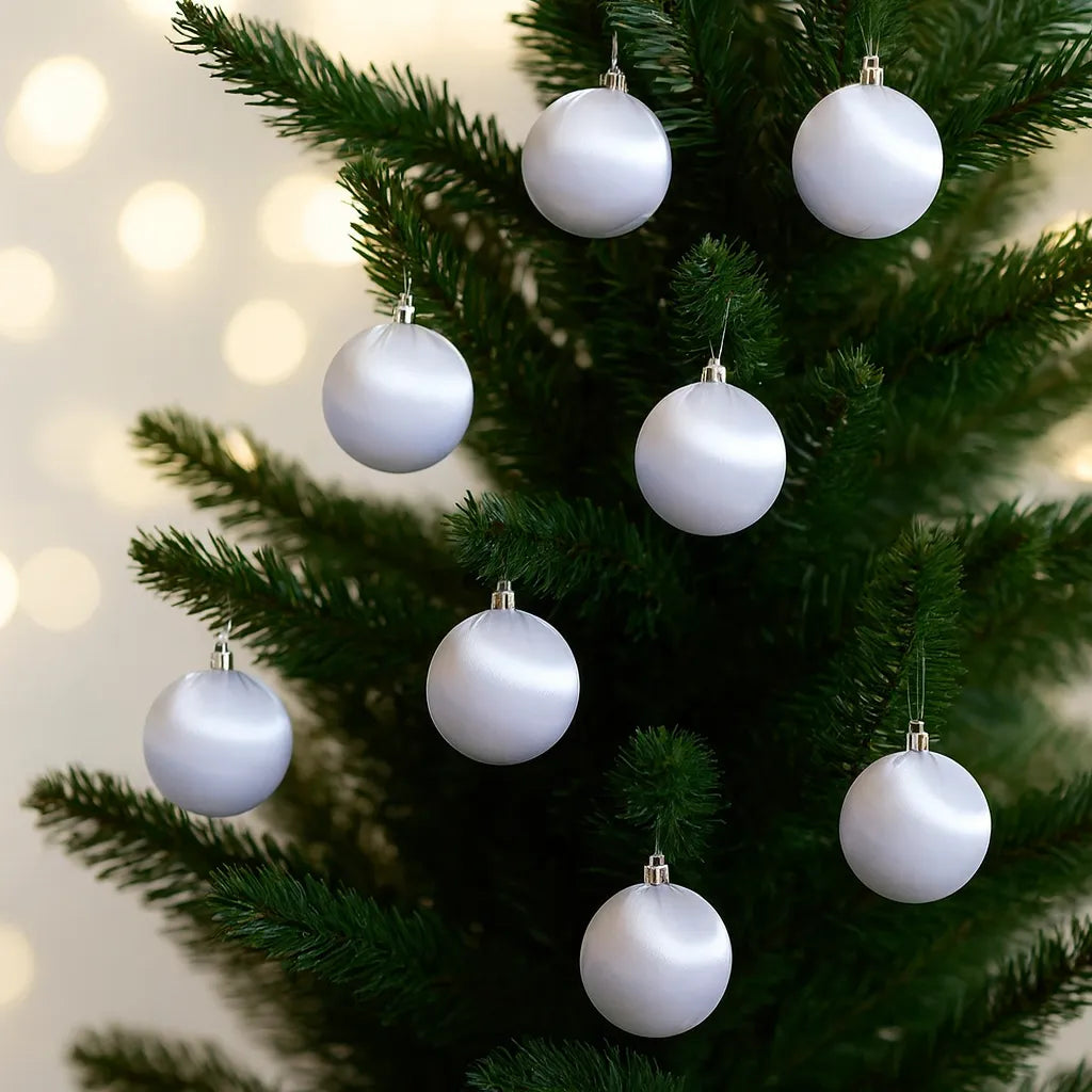 Boules de Noël en Velours Brillant Blanc