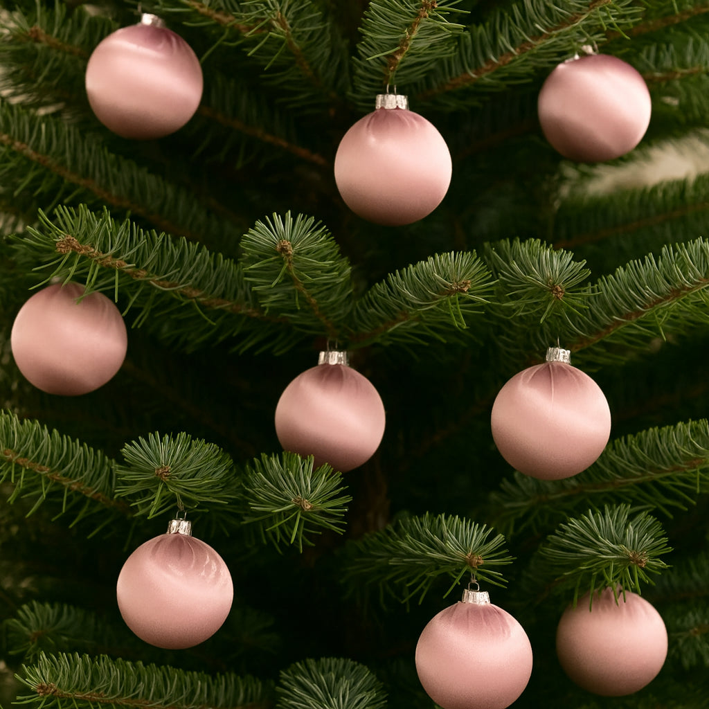 Boules de Noël en Velours Brillant Rose
