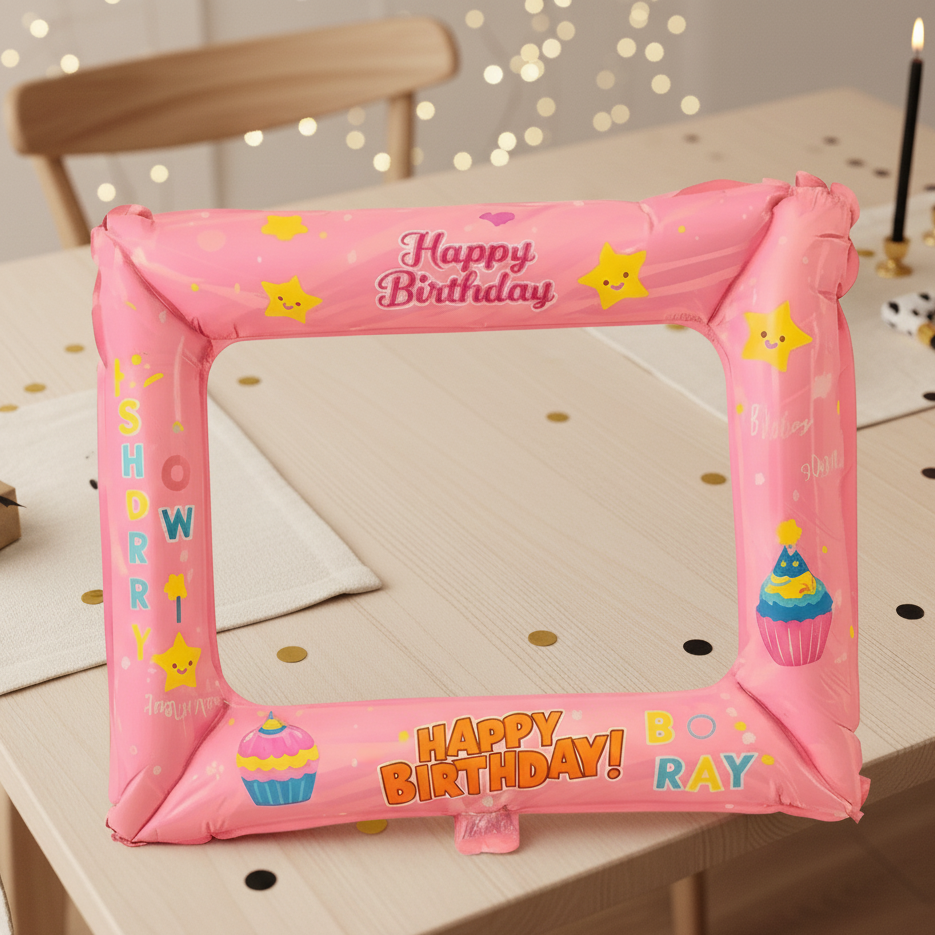 Cadre Photo Gonflable Happy Birthday Rose