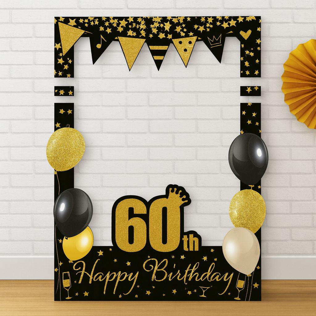Cadre Photobooth Happy Birthday à Paillettes 60