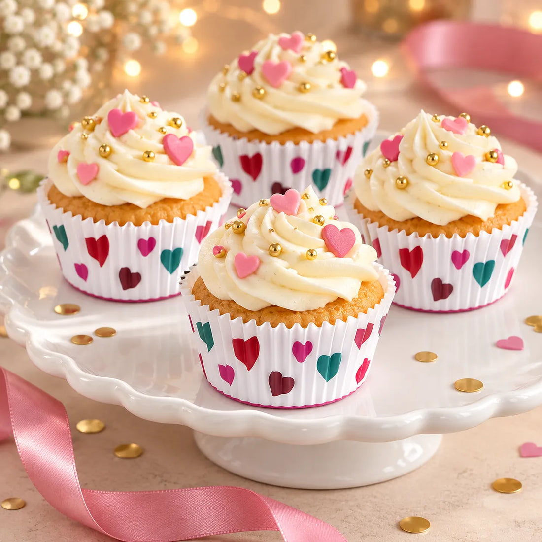 Caissette Cupcake à Cœurs Colorés glamour