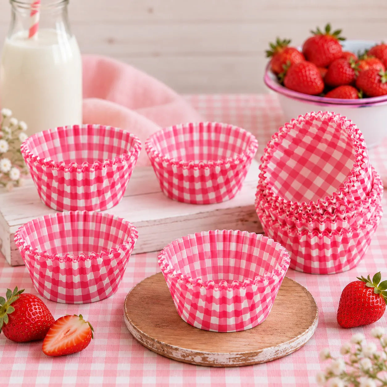 Caissette Cupcake Carreaux Rouge retro