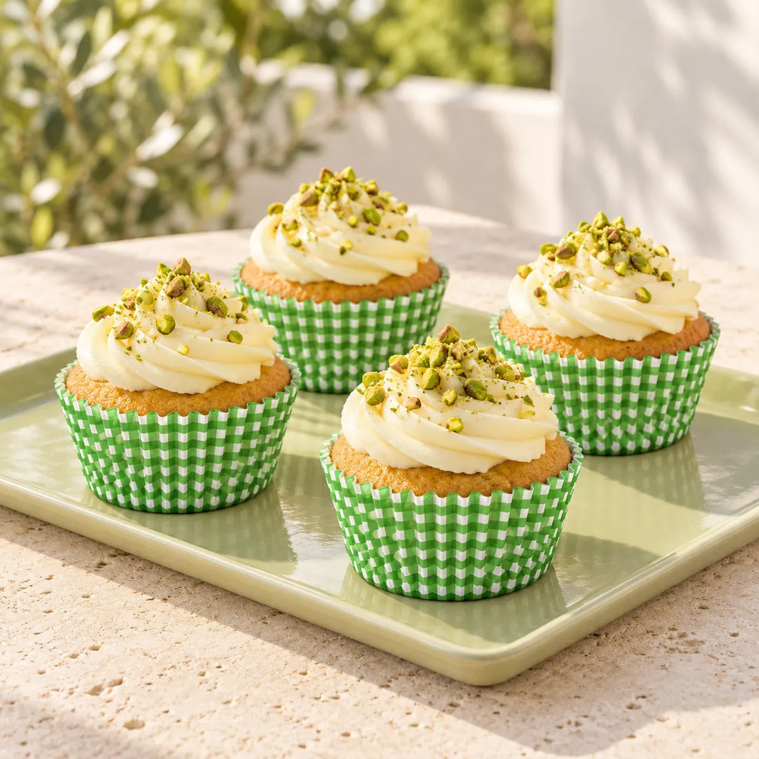 Caissette à Cupcake Carreaux Vert Résistant
