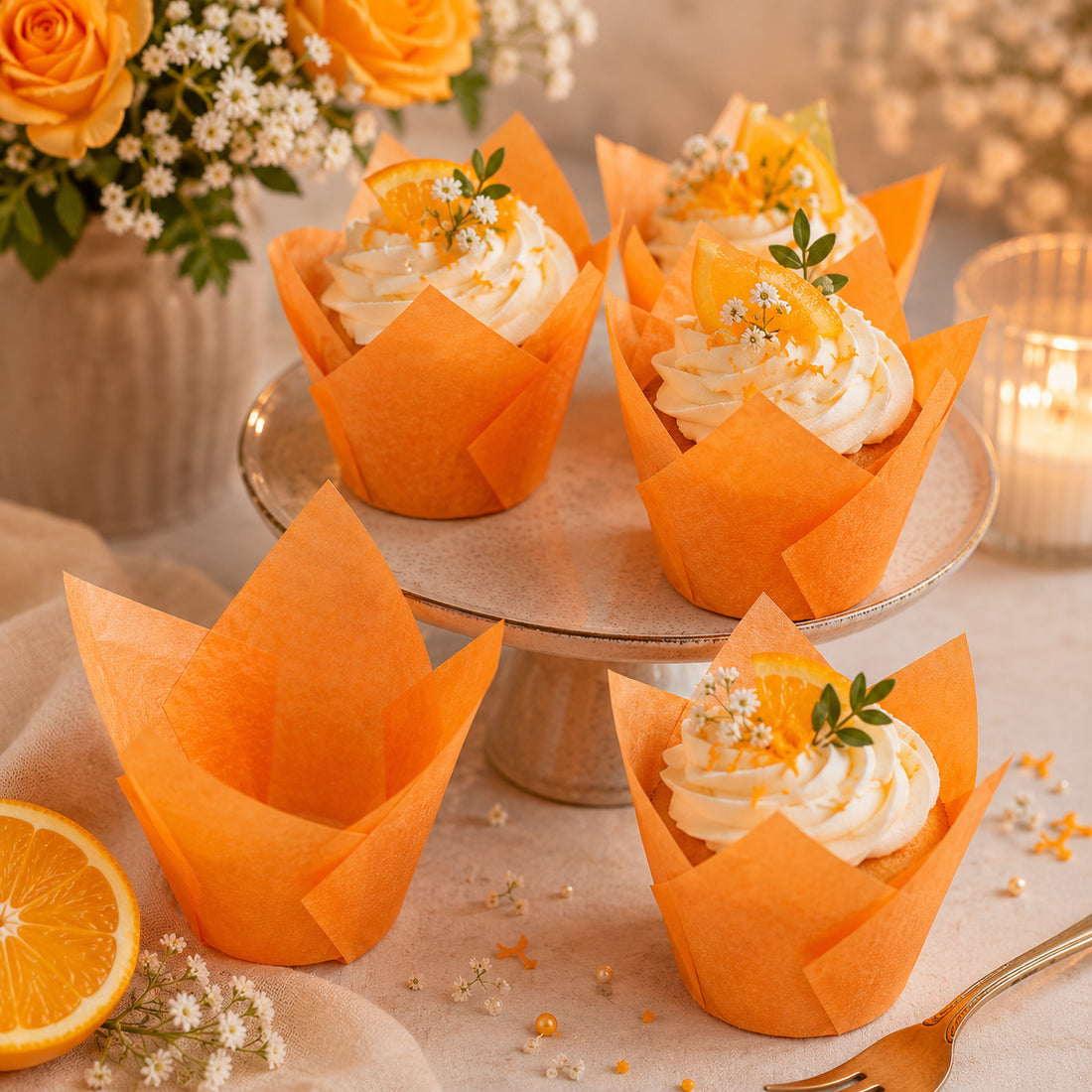 Caissette Cupcake Orange Vif classe