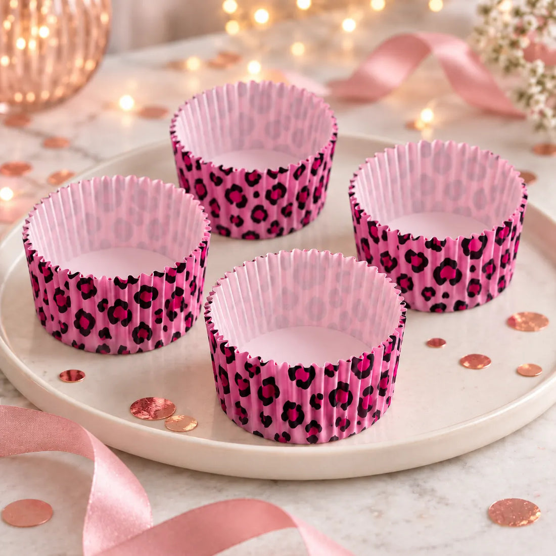 Caissette à Cupcake Rose Léopard douce