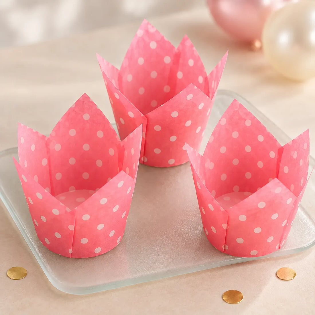 Caissette Cupcake Rose à Pois élégant