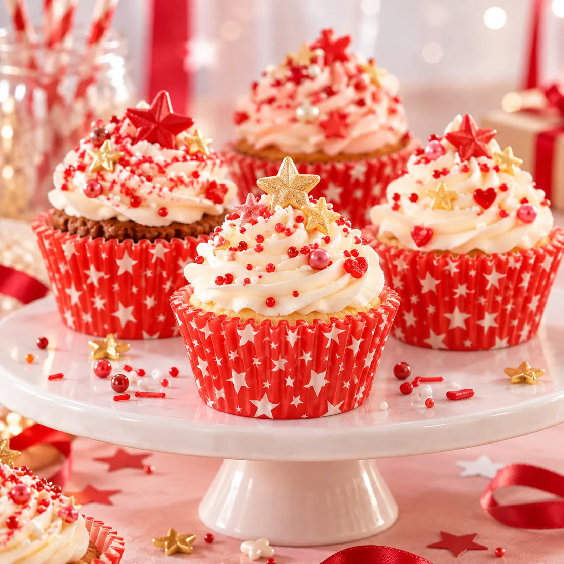 Caissette à Cupcake Rouge Etoilée unique