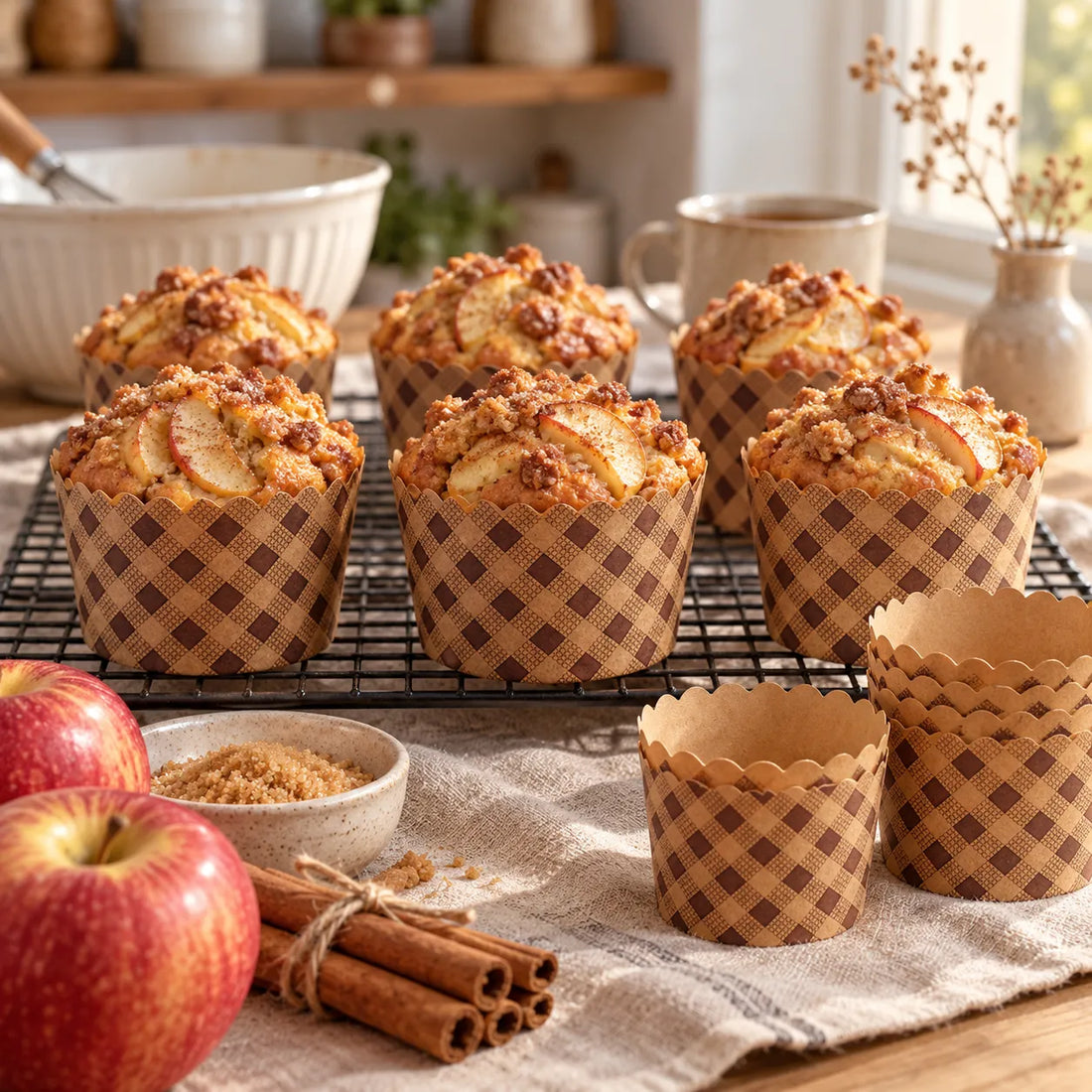 Caissette Cupcake en Kraft Carreaux Original