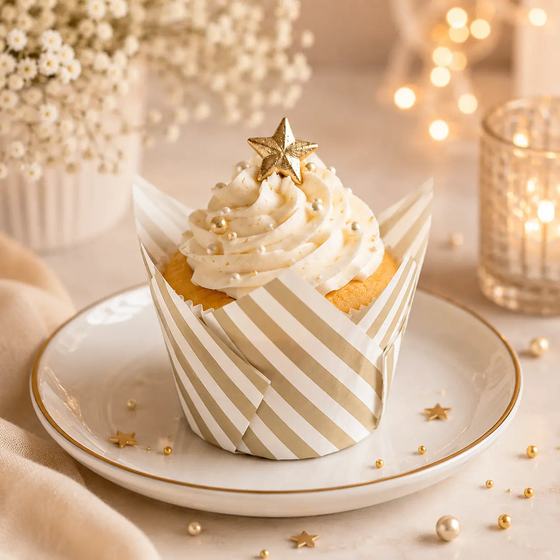 Caissette Cupcake en Papier Rayée chic
